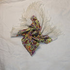 70s Floral Cotton fringed scarf
