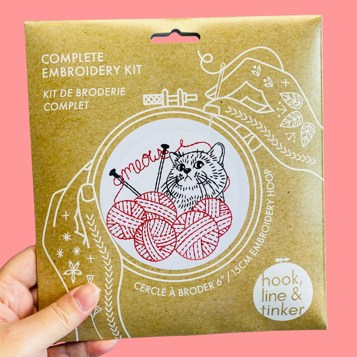 kitten knitting embroidery kit, view 3