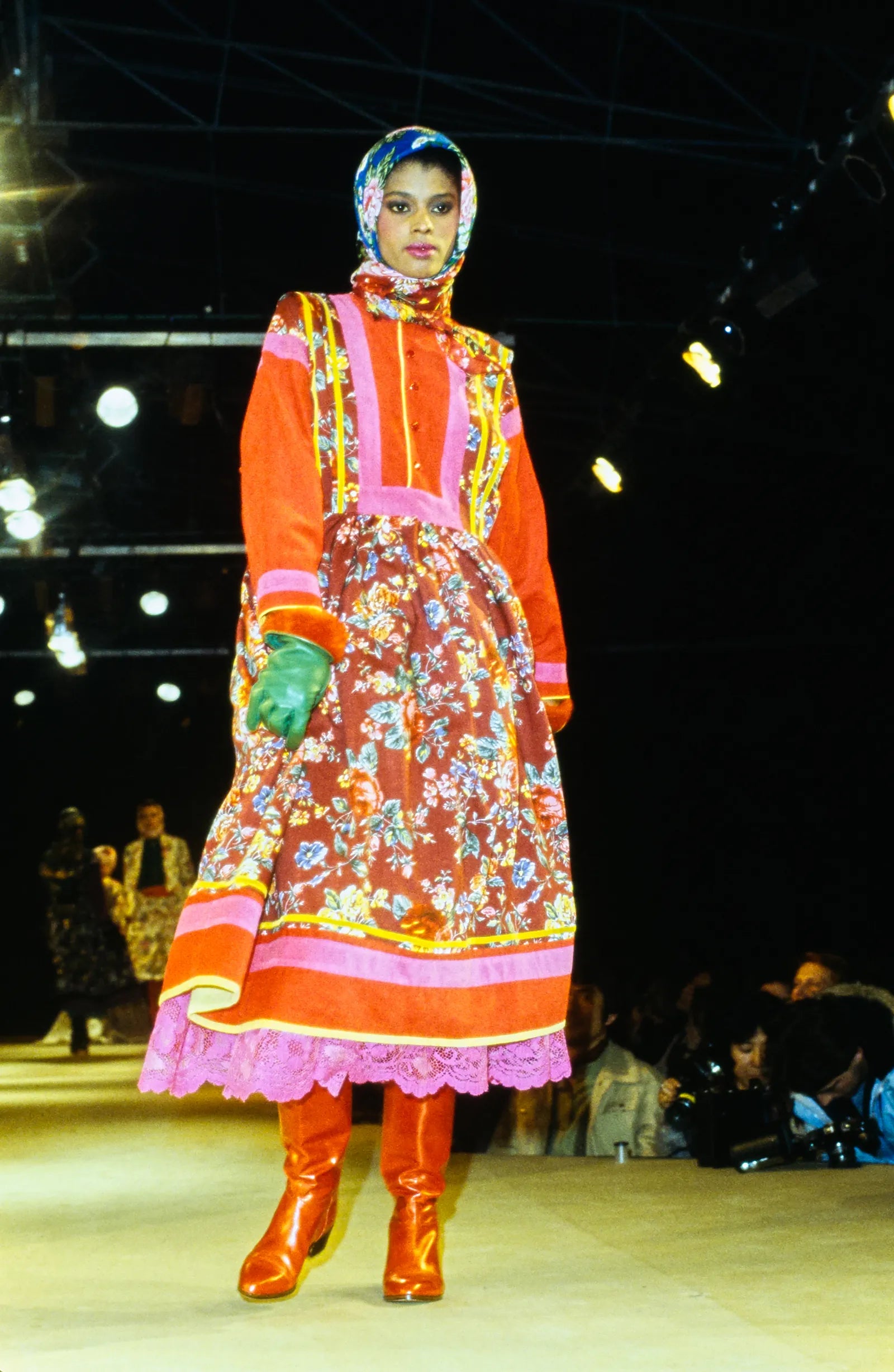 80s kenzo fw1982 paris runway folk floral dress - rare