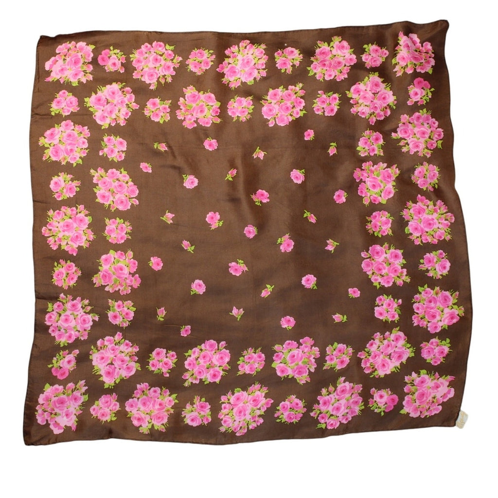 60s glentex lavender heart floral silk scarf – made in japan