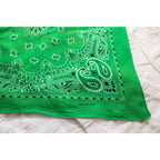 70s/80s Bright Green Distressed Paisley Bandana, 100% Cotton