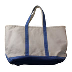 vintage 80s l.l. bean boat and tote – large, blue trim