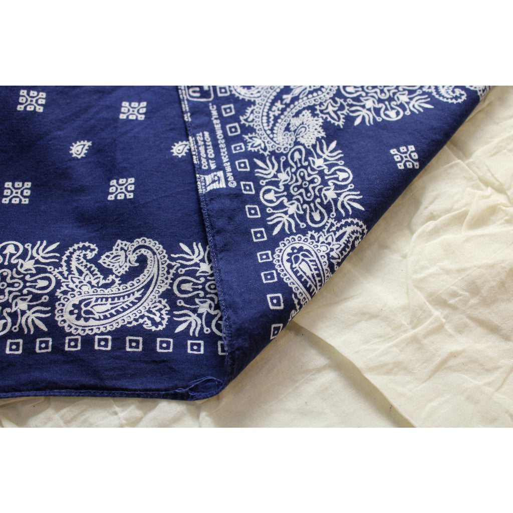 80s true vintage navy paisley bandana made in usa