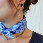 70s mexico sterling silver onyx fringe earrings