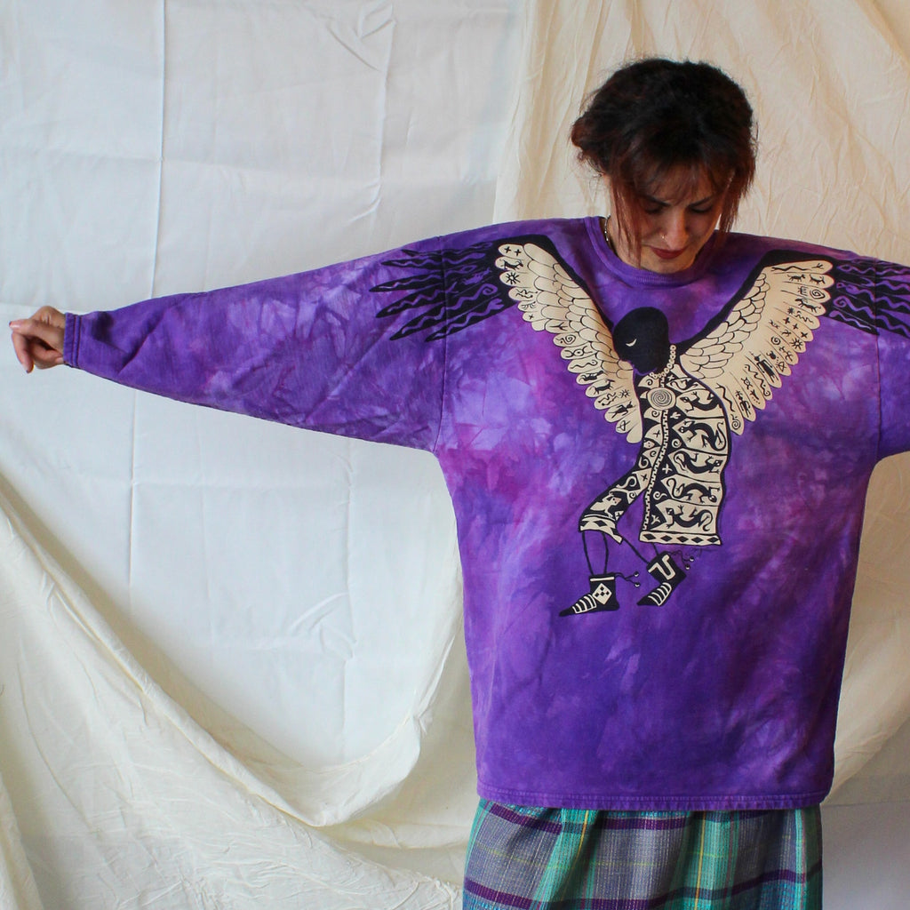 90s dagoli creative spirit angel tie dye sweatshirt