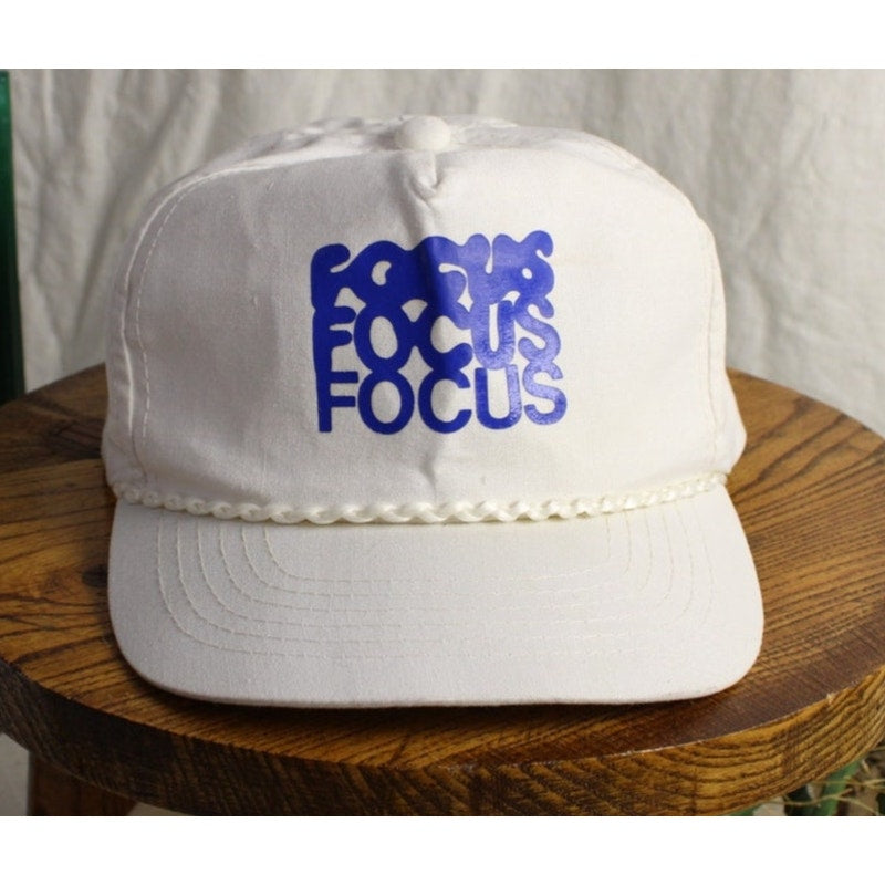 80s FOCUS FOCUS FOCUS made in korea white snapback hat