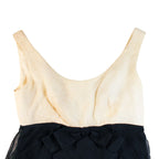 50s black and ivory bow cocktail dress with organza overlay