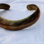 70s vintage patina etched brass collar choker necklace