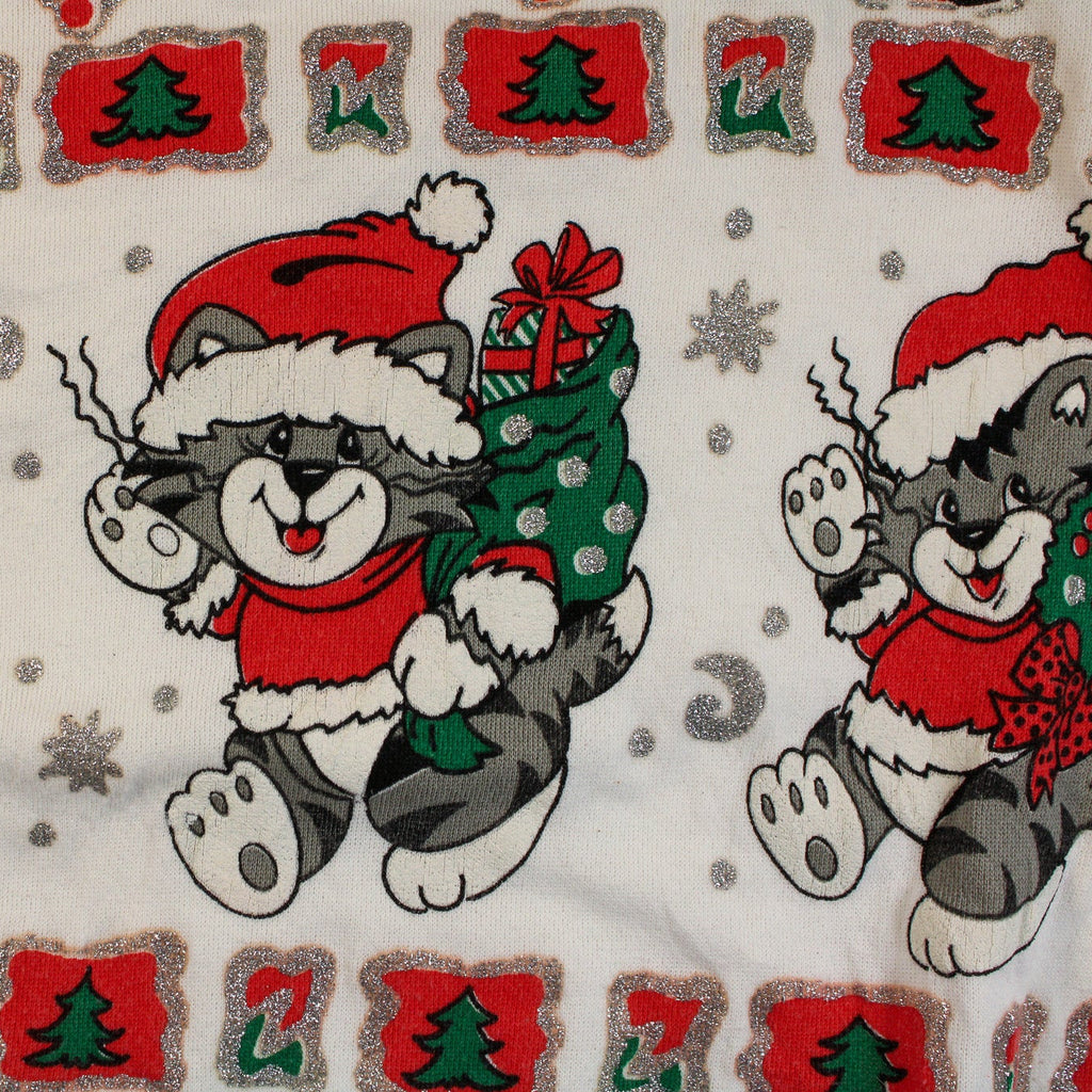 80s Bijo New York Glitter Cat Christmas Sweatshirt