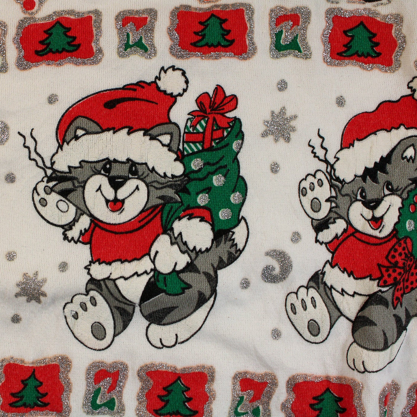 80s Bijo New York Glitter Cat Christmas Sweatshirt