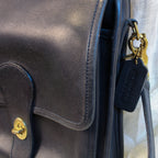 vintage coach black leather station bag (style 5130, l1w-5130)