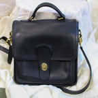 vintage coach black leather station bag (style 5130, l1w-5130)