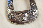 tooled leather belt w/ western longhorn buckle
