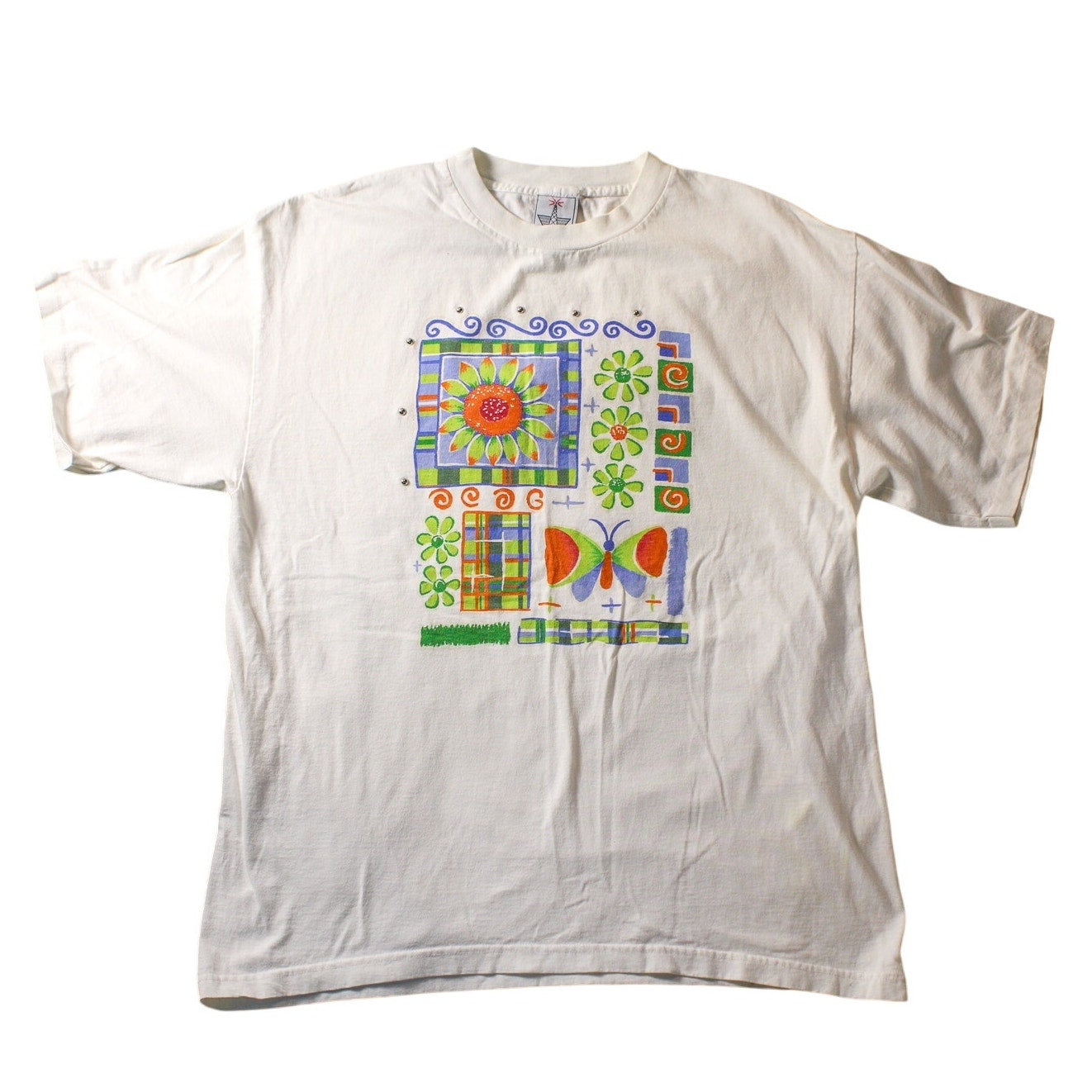 90s abstract floral butterfly graphic tee