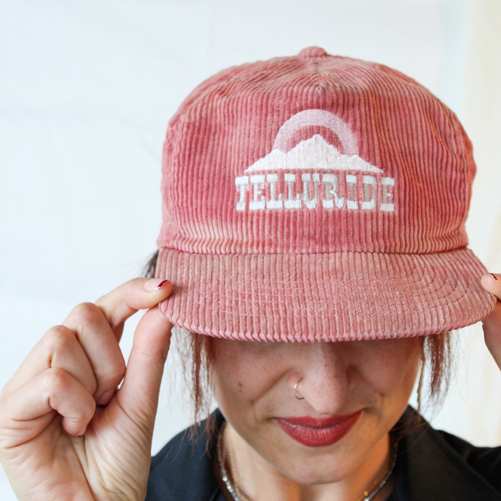 70s/80s - 5-panel corduroy telluride snapback - rare - YKK zipper back