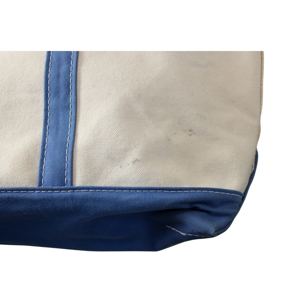 vintage 80s l.l. bean boat and tote – large, blue trim