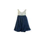 50s black and ivory bow cocktail dress with organza overlay