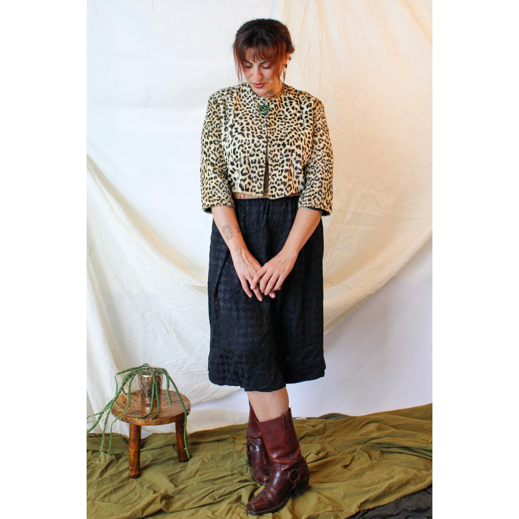 60s cropped cheetah faux fur jacket