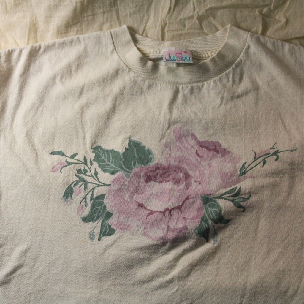 90s jerzees pastel floral single-stitch tee xl