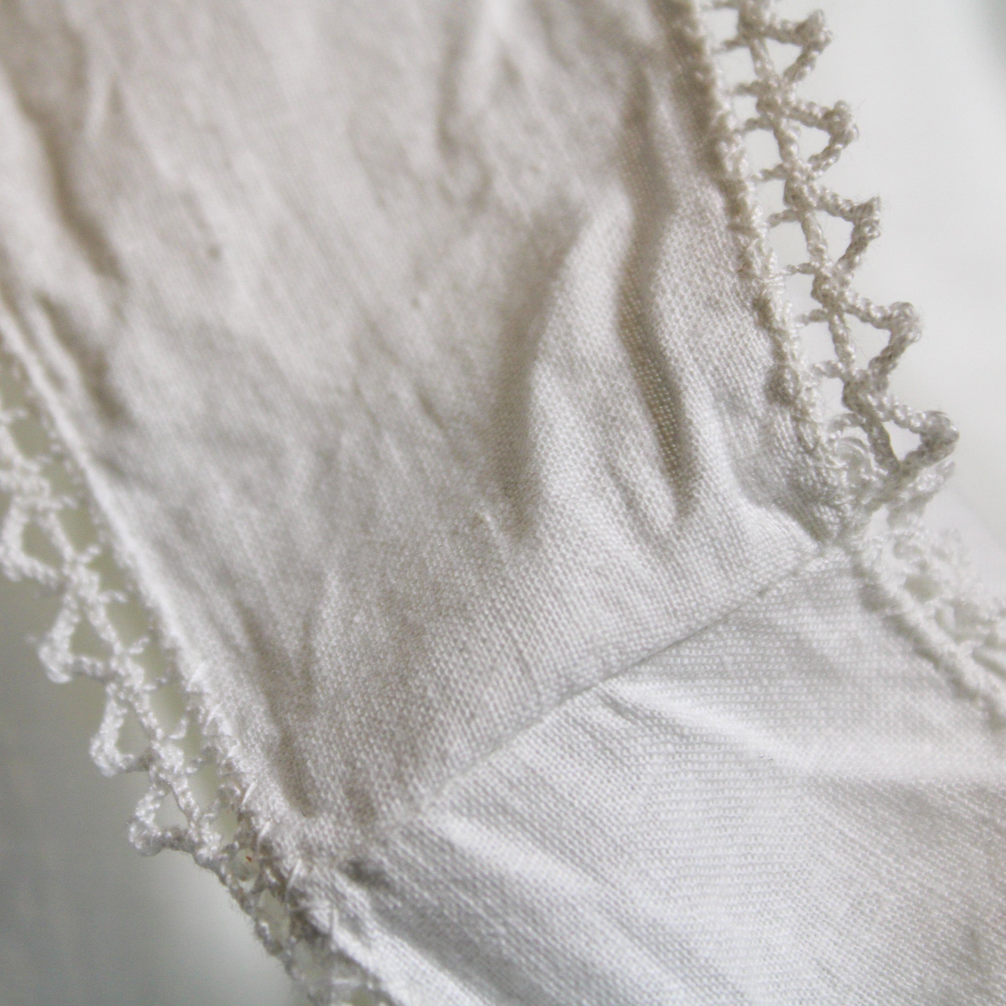 Antique cotton chemise slip with picot lace