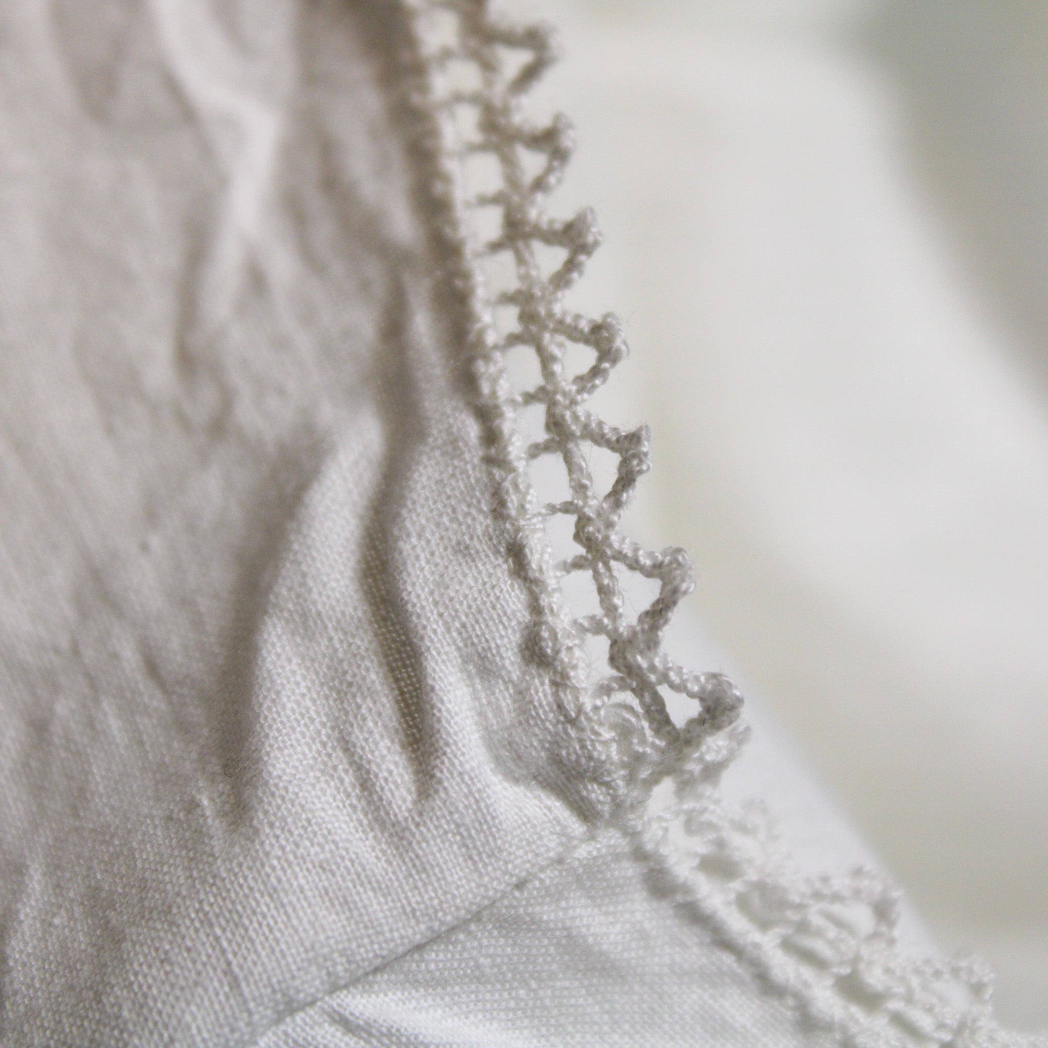 Antique cotton chemise slip with picot lace