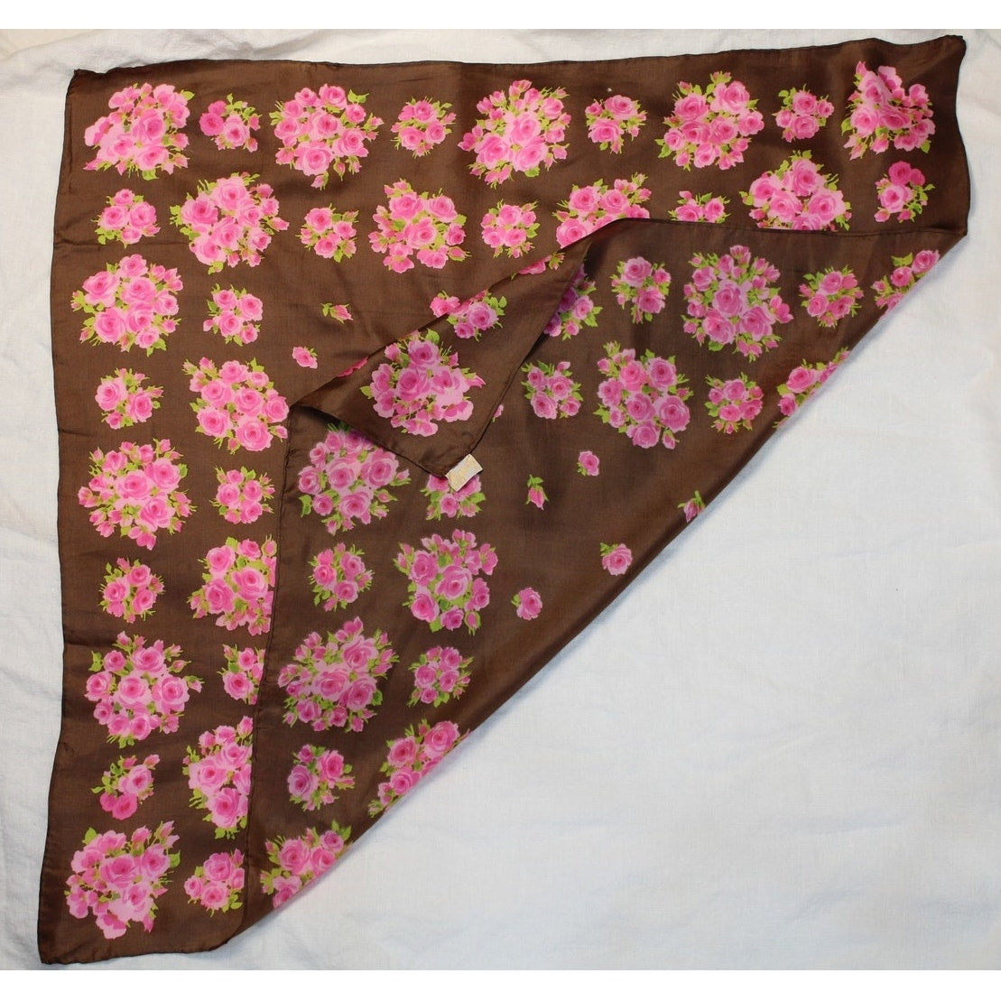 60s glentex lavender heart floral silk scarf – made in japan