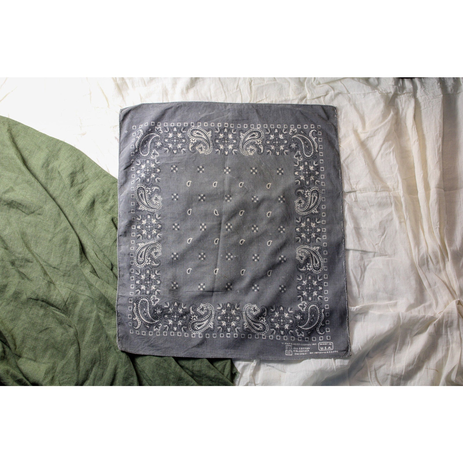 70s Paris Accessories Gray Bandana – RN 13960 Made in USA