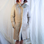 90s vintage lambskin patchwork shearling coat with fur trim - a modern penny lane
