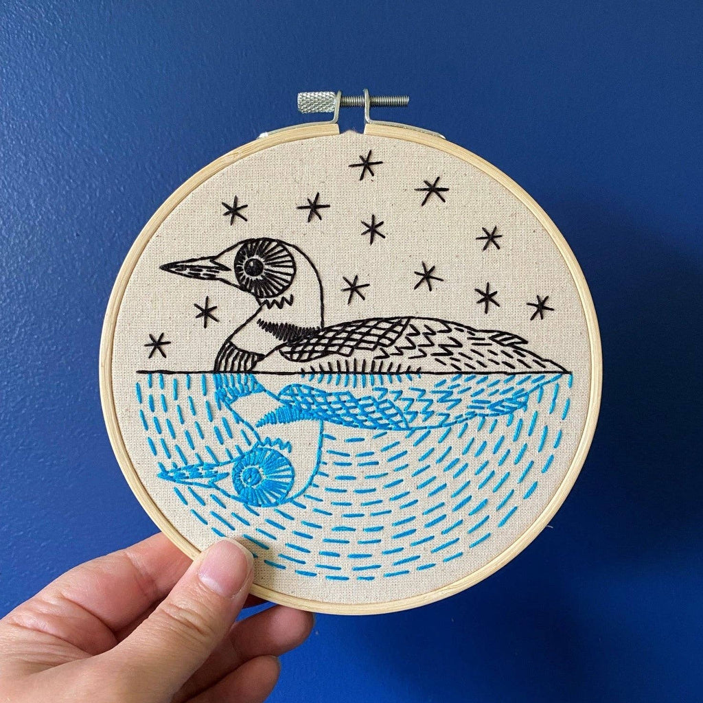mirror loon embroidery kit