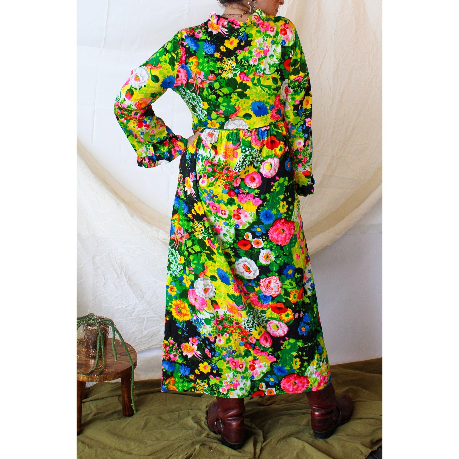 60s floral garden maximalist maxi dress