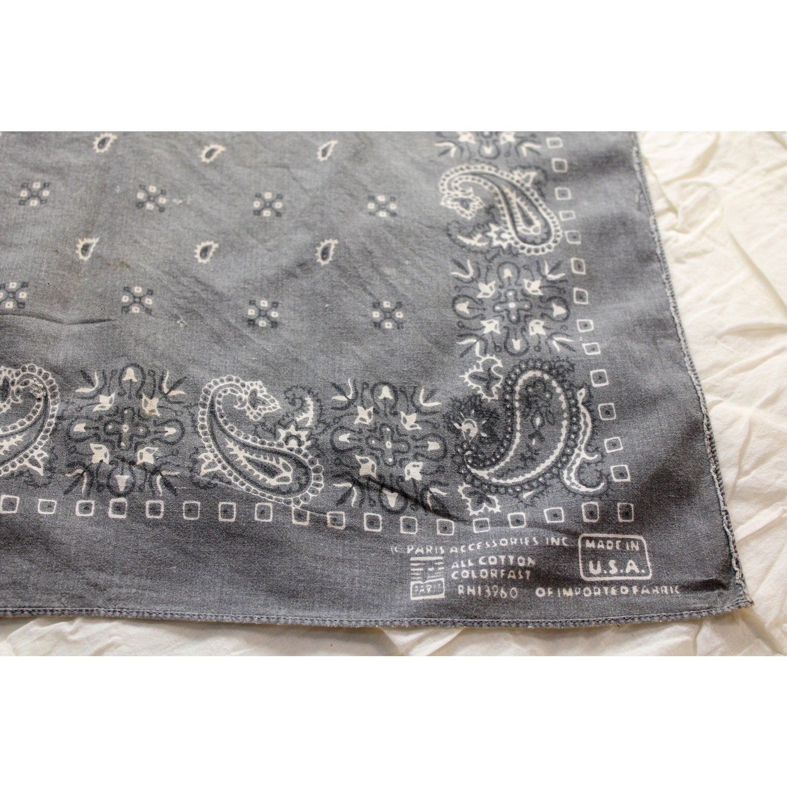 70s Paris Accessories Gray Bandana – RN 13960 Made in USA