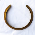 70s sculpted brass collar necklace w/ etched floral motif