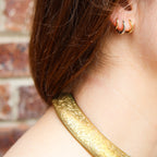 70s sculpted brass collar necklace w/ etched floral motif