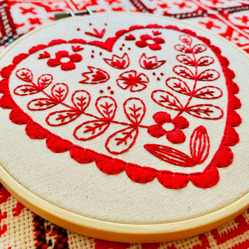 nordic heart embroidery kit, view 2