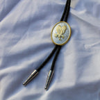 Full view of two tone eagle bolo tie by Nan