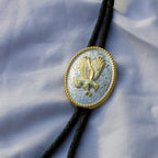 Close up of Nan two tone eagle bolo slide