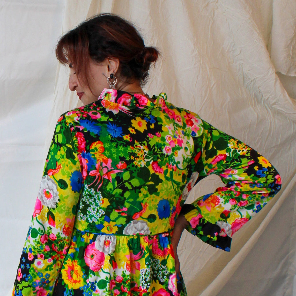 60s floral garden maximalist maxi dress