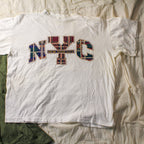 90s nyc grunge plaid logo t-shirt