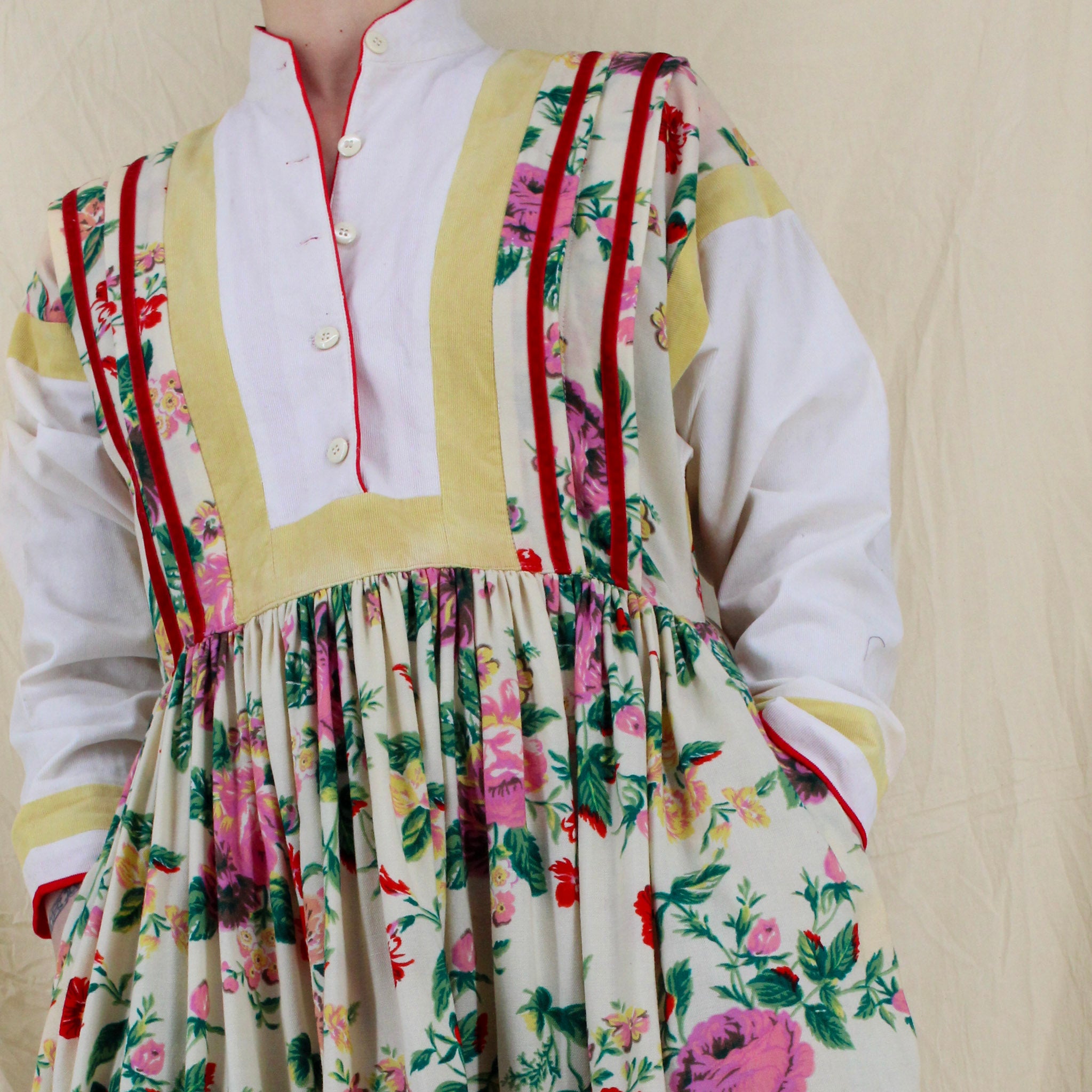 80s kenzo fw1982 paris runway folk floral dress - rare