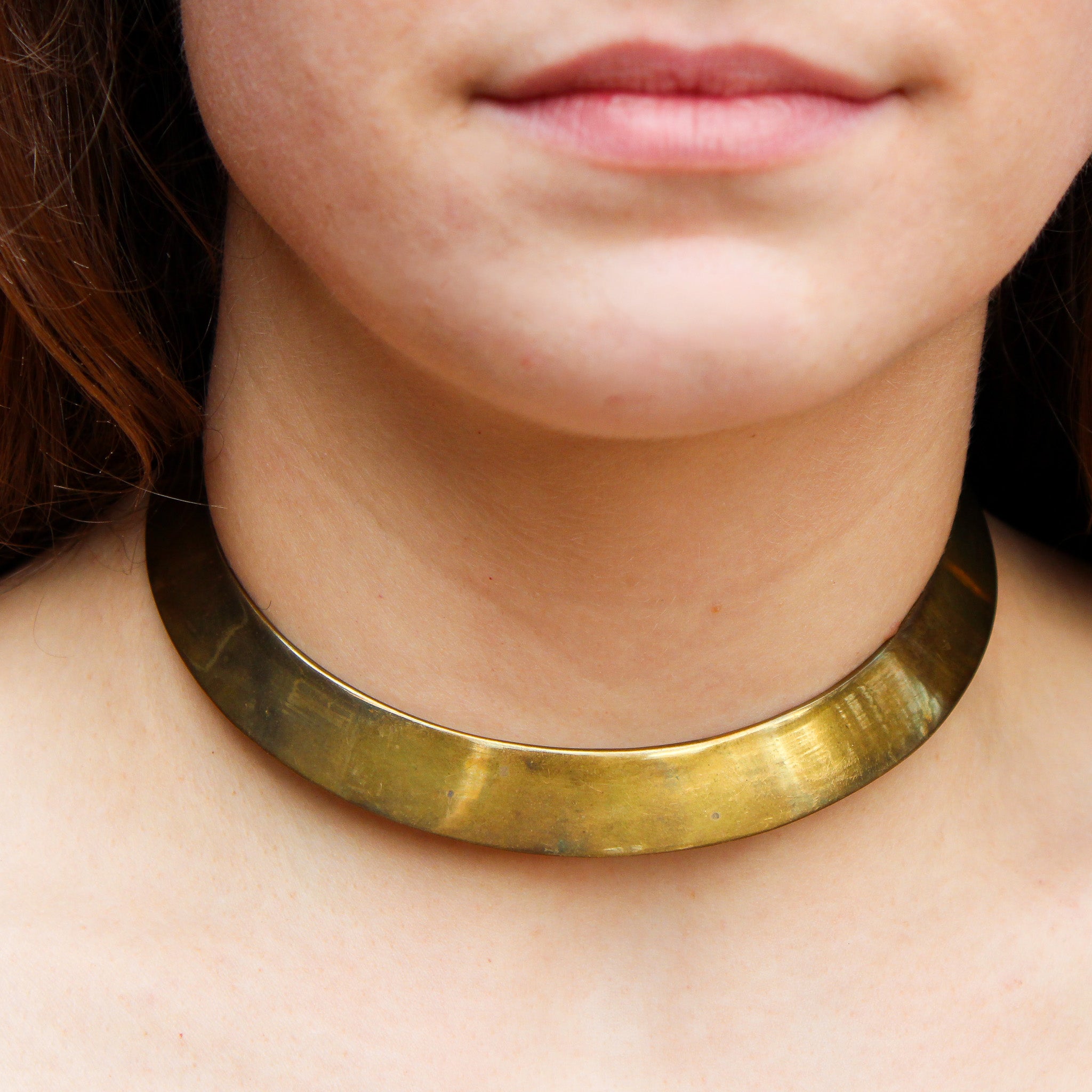 70s vintage smooth brass collar necklace