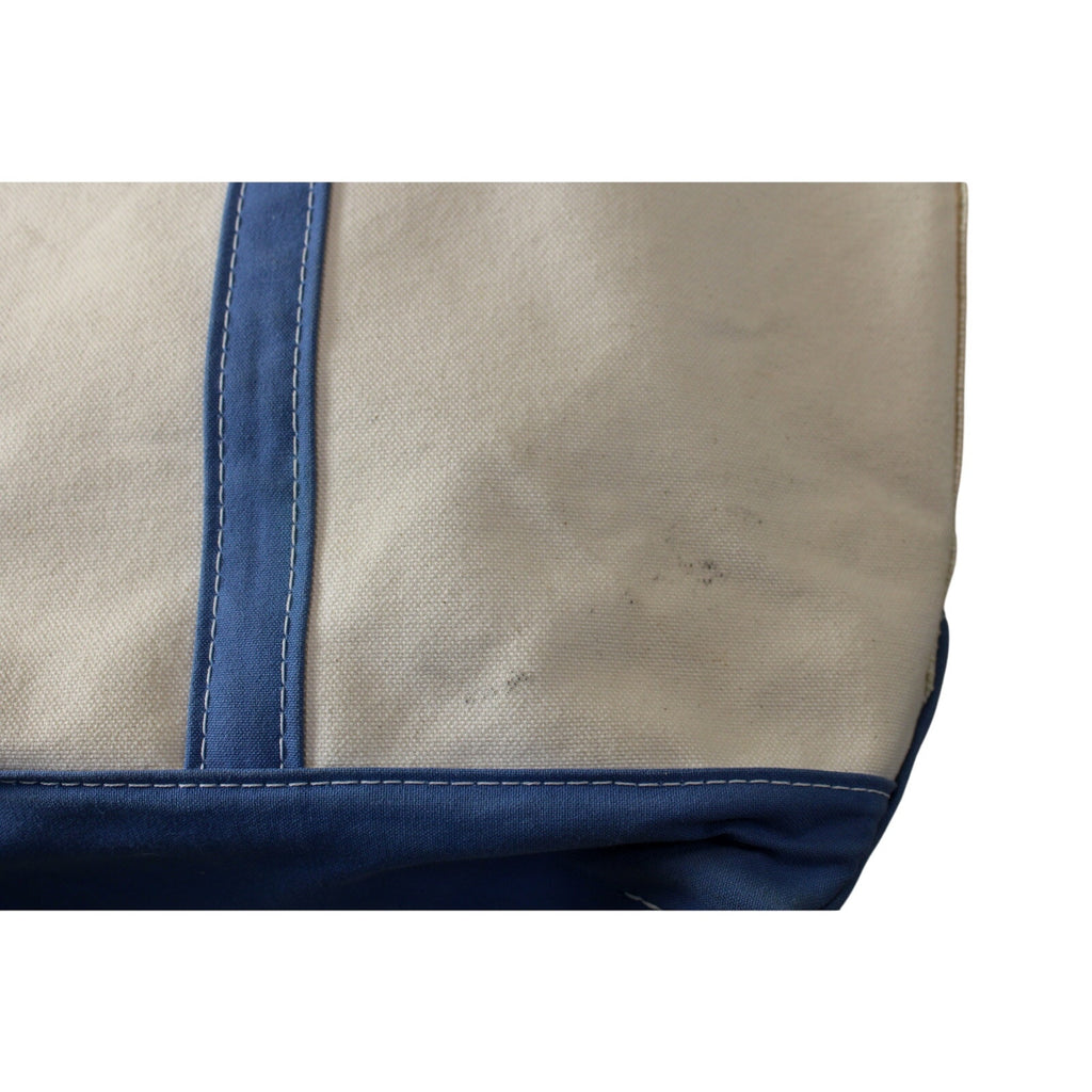 vintage 80s l.l. bean boat and tote – large, blue trim