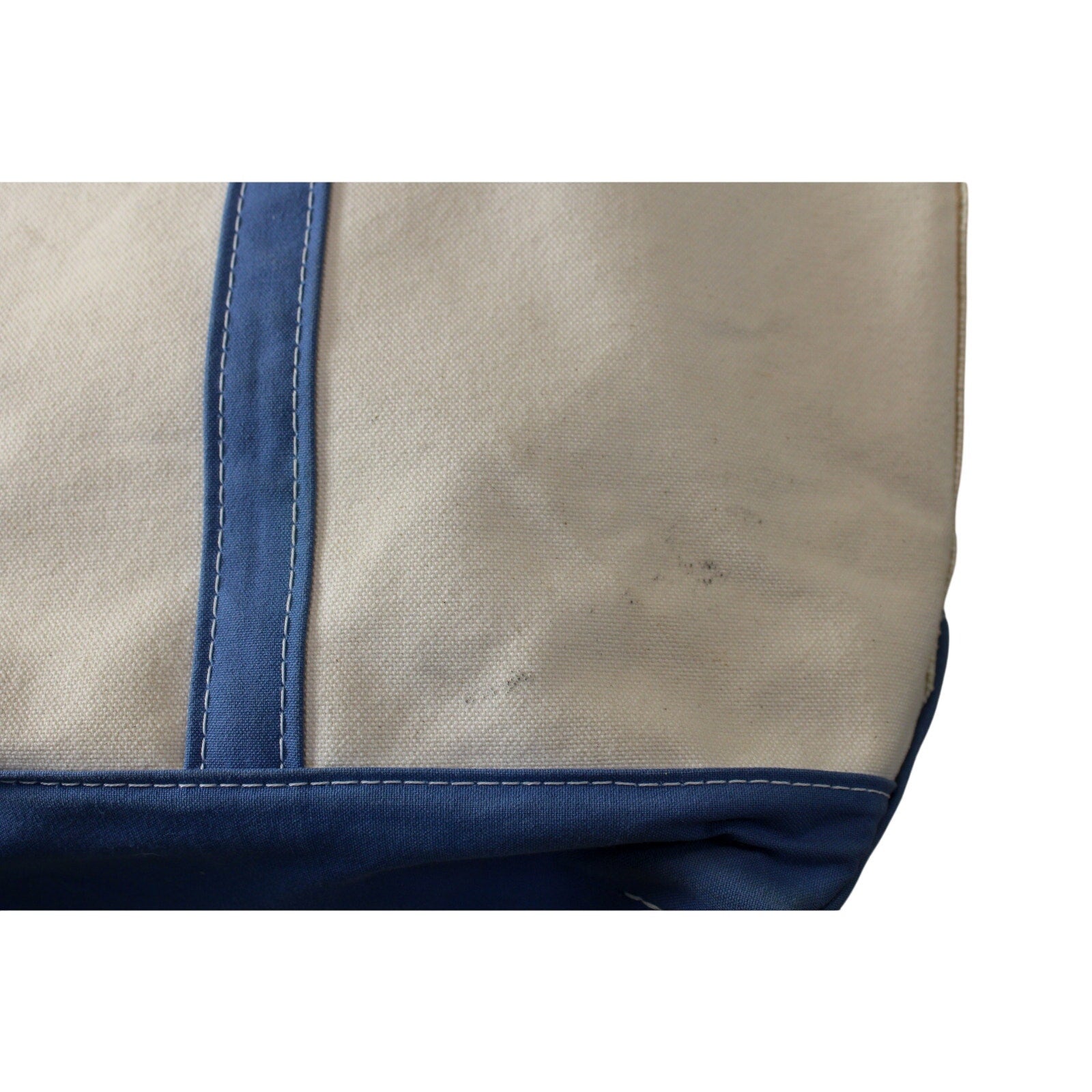 vintage 80s l.l. bean boat and tote – large, blue trim