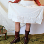 80s dwsf white cotton lace inset prairie skirt made in usa