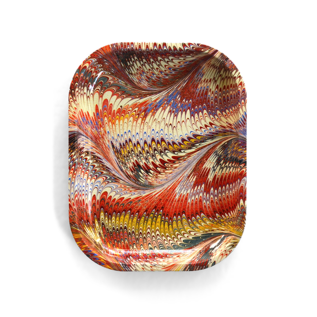 red marbled trinket tray, view 3