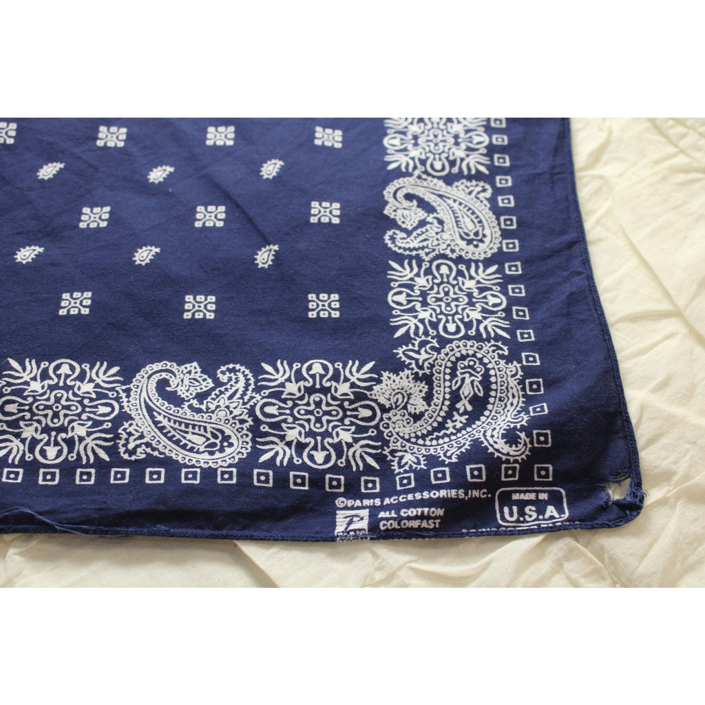 80s true vintage navy paisley bandana made in usa