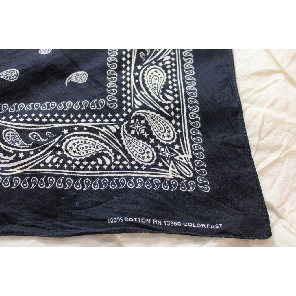 70s/80s rn 13960 black bandana, made in usa, 100% cotton