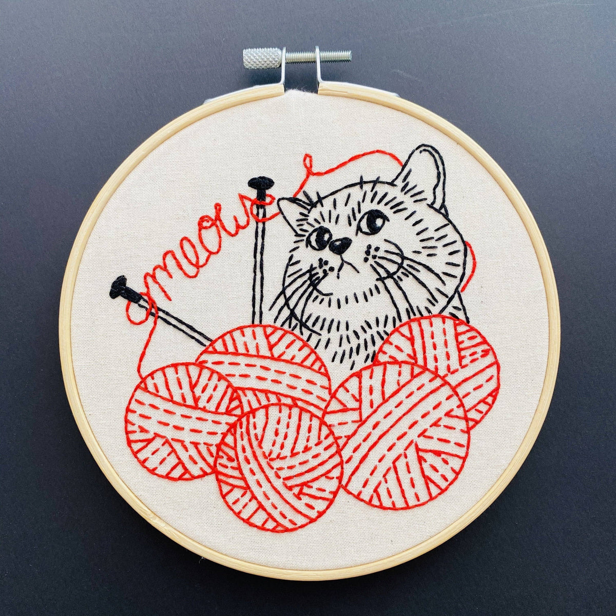 kitten knitting embroidery kit, view 4