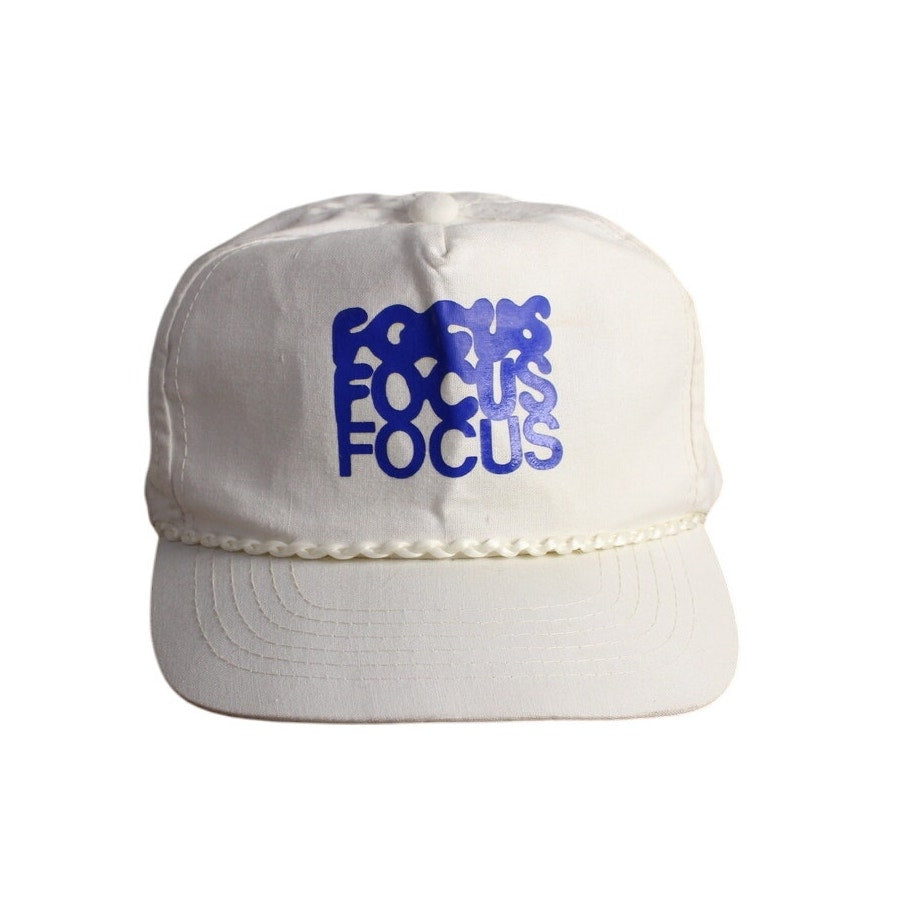 80s FOCUS FOCUS FOCUS made in korea white snapback hat