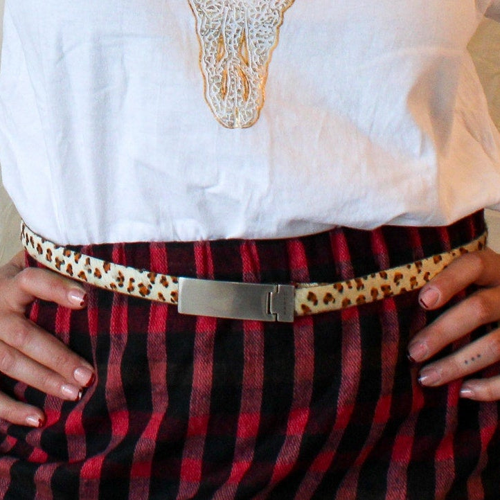 90s Printed calf hair cheetah belt