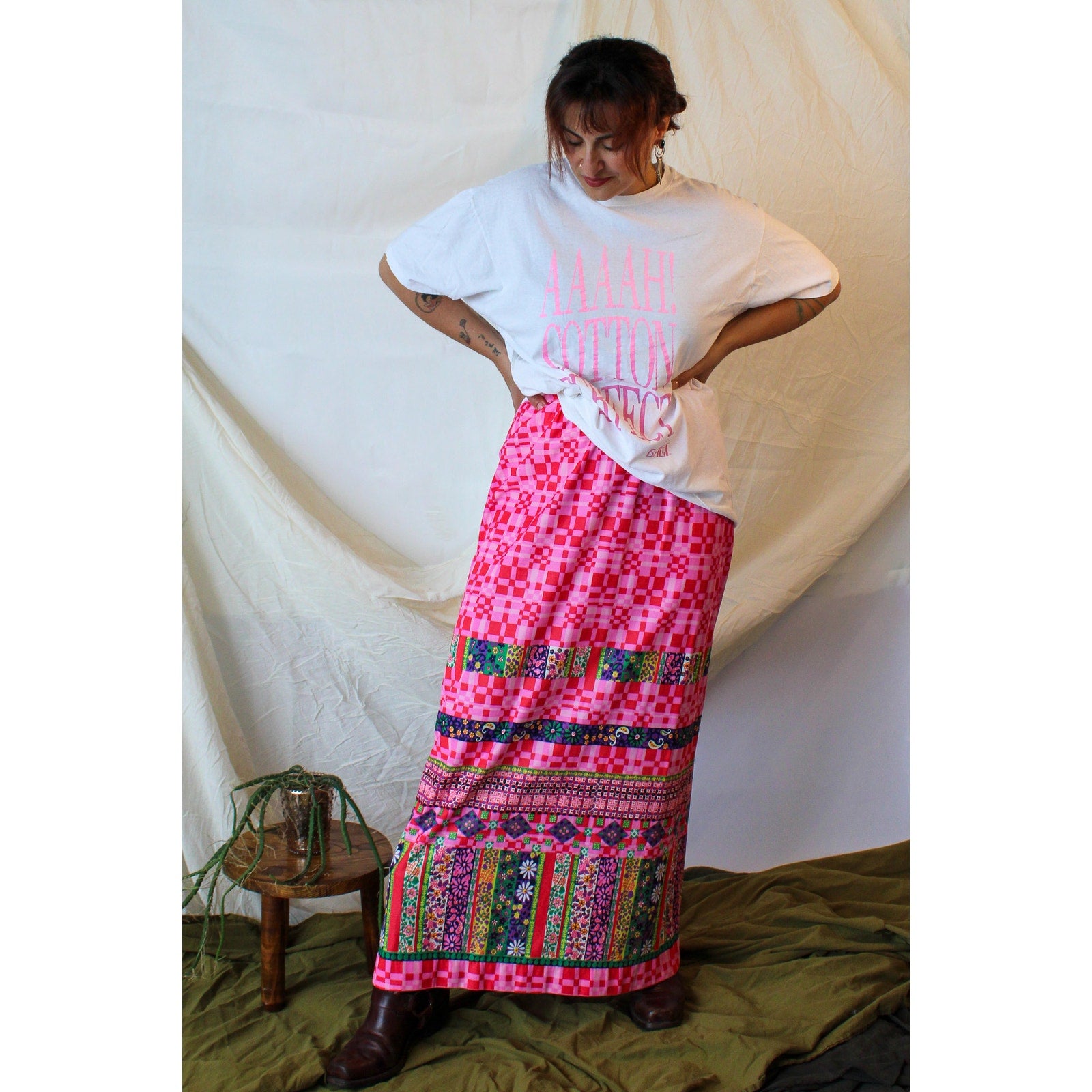 70s Lorraine Psychedelic nylon maxi skirt